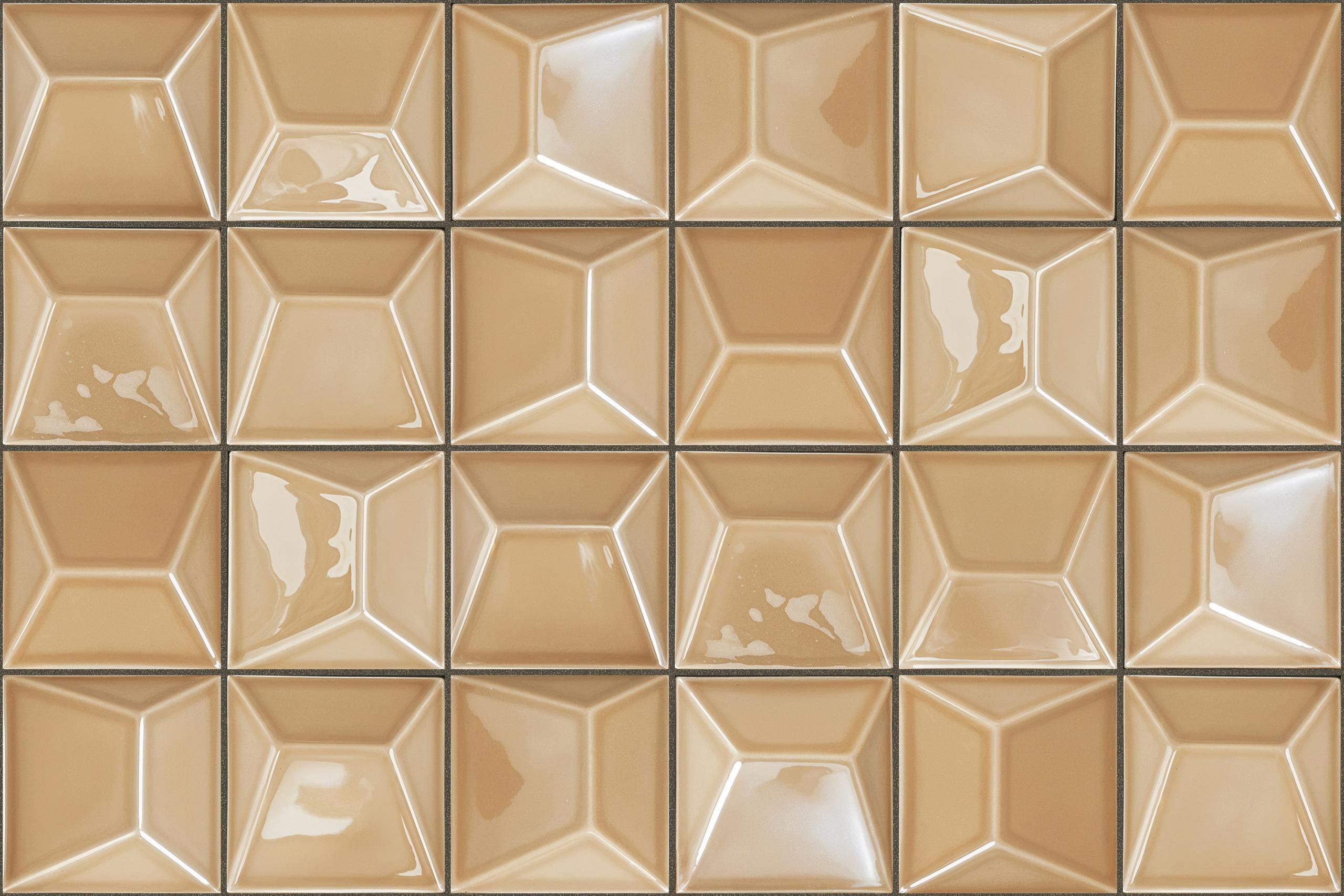 Glossy Finish  1131 Camel 3D Diamond Prism SBG Nevo  Ceramic tile 300x450 mm