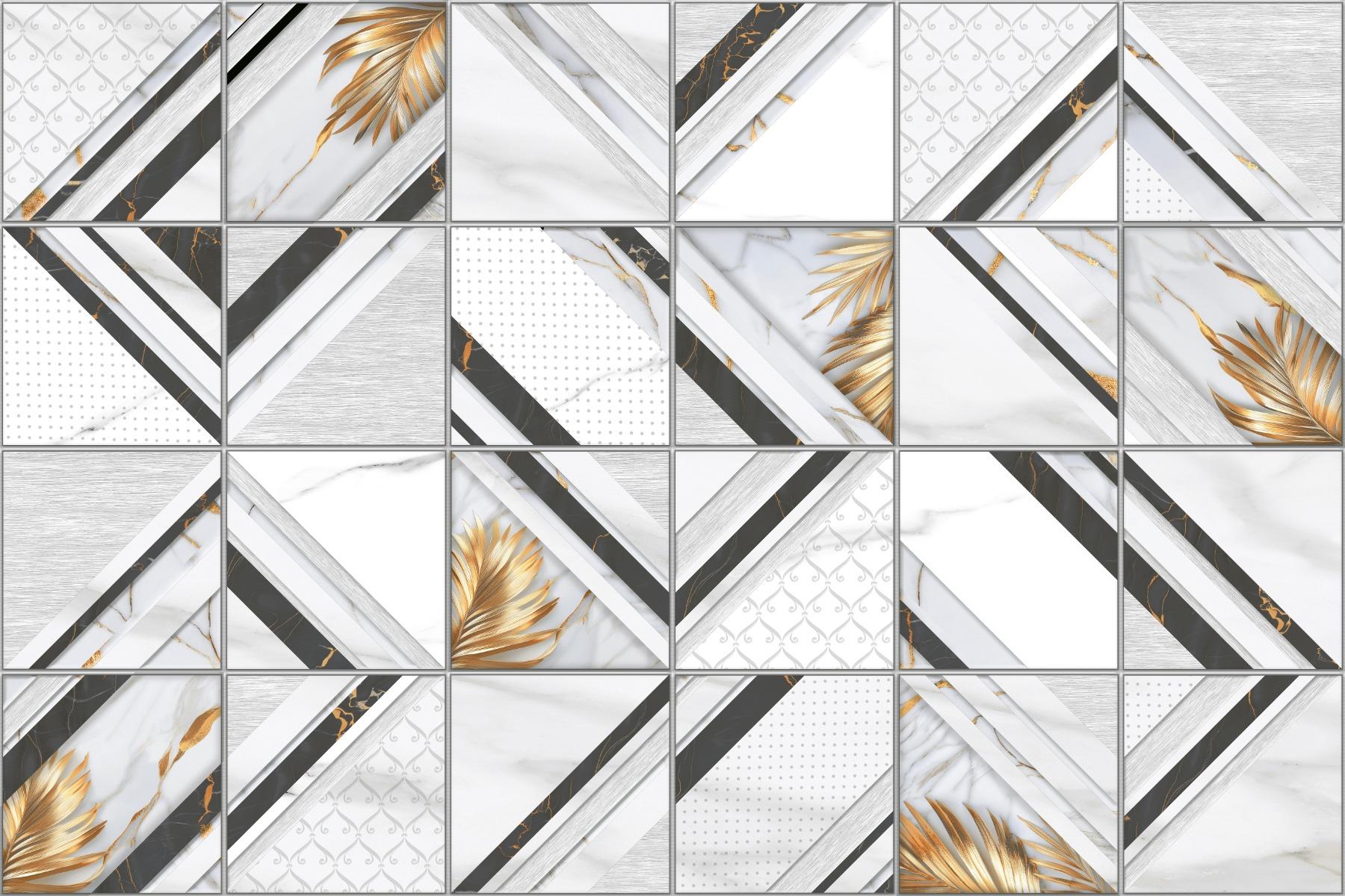 Glossy Finish  1144 Gold Leaf Décor SHG Nevo  Ceramic tile 300x450 mm