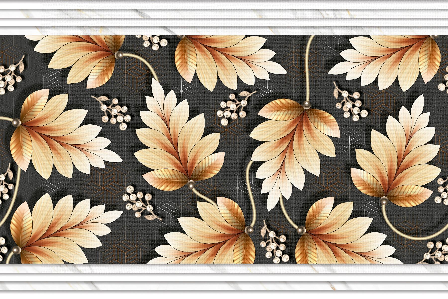 Glossy Finish  1151 Golden Leaf Strip SHG Nevo  Ceramic tile 300x450 mm