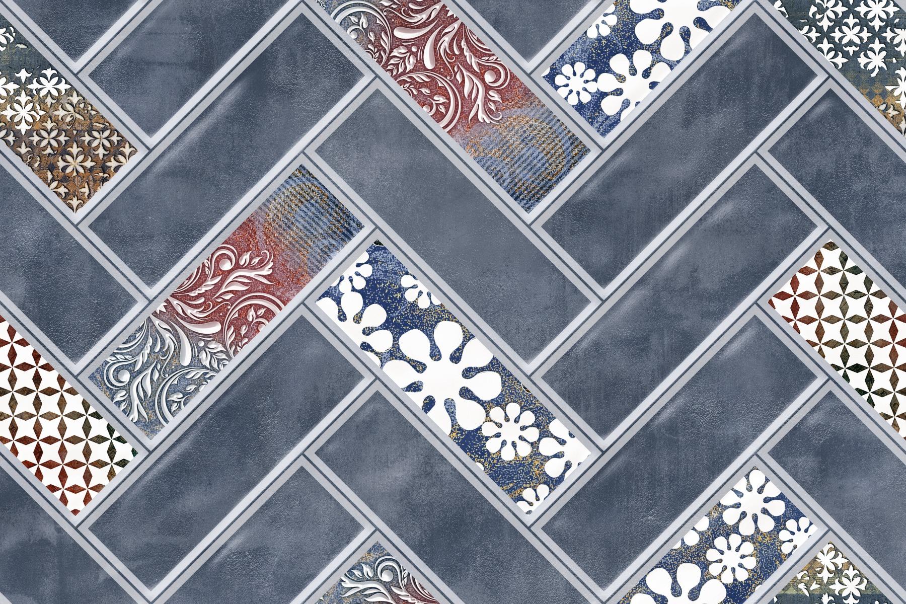 Glossy Finish  1163 Decor Herringbone  SHG Nevo  Ceramic tile 300x450 mm