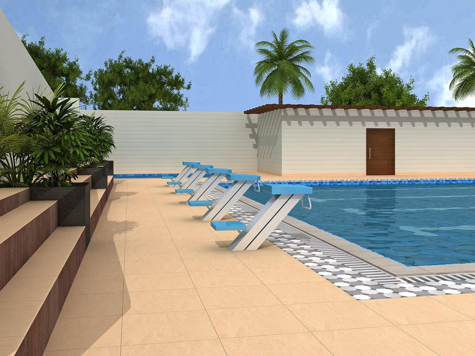 Matte Finish PCM Stone Beige Glazed Vitrified Tiles 600x600 mm