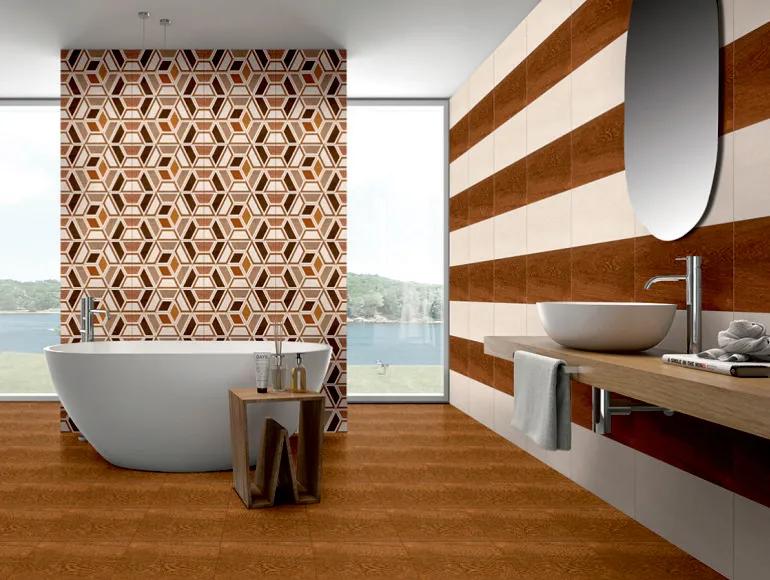 Matte Finish SFM Mahogany Wood Beige Ceramic tile 300x300 mm