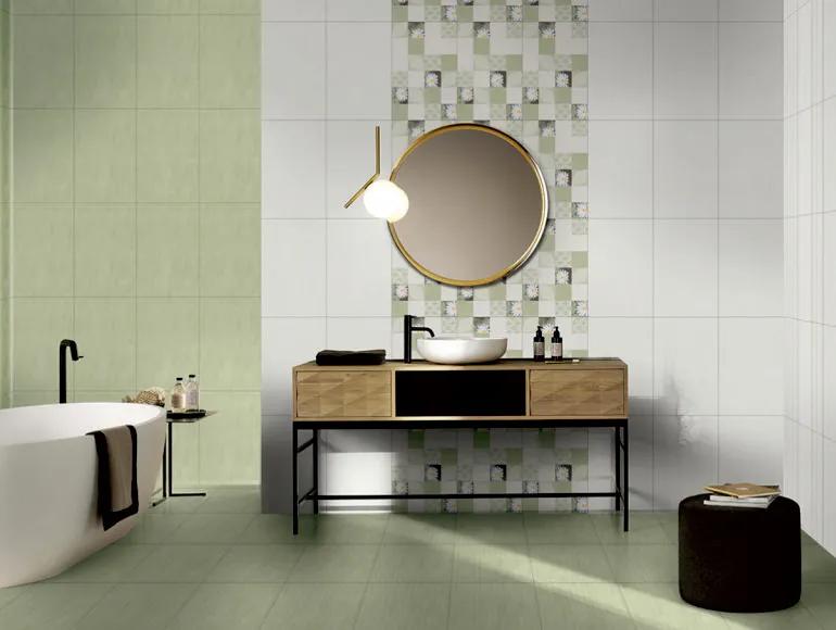 Matte Finish SBM Striped Olive Green DK Ceramic tile 300x450 mm