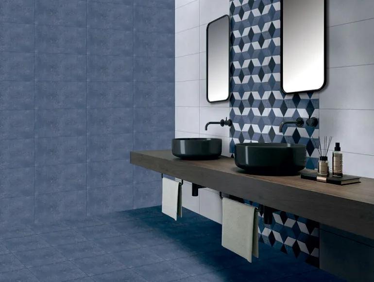 Matte Finish SBM Cementum Blue DK Ceramic tile 300x600 mm
