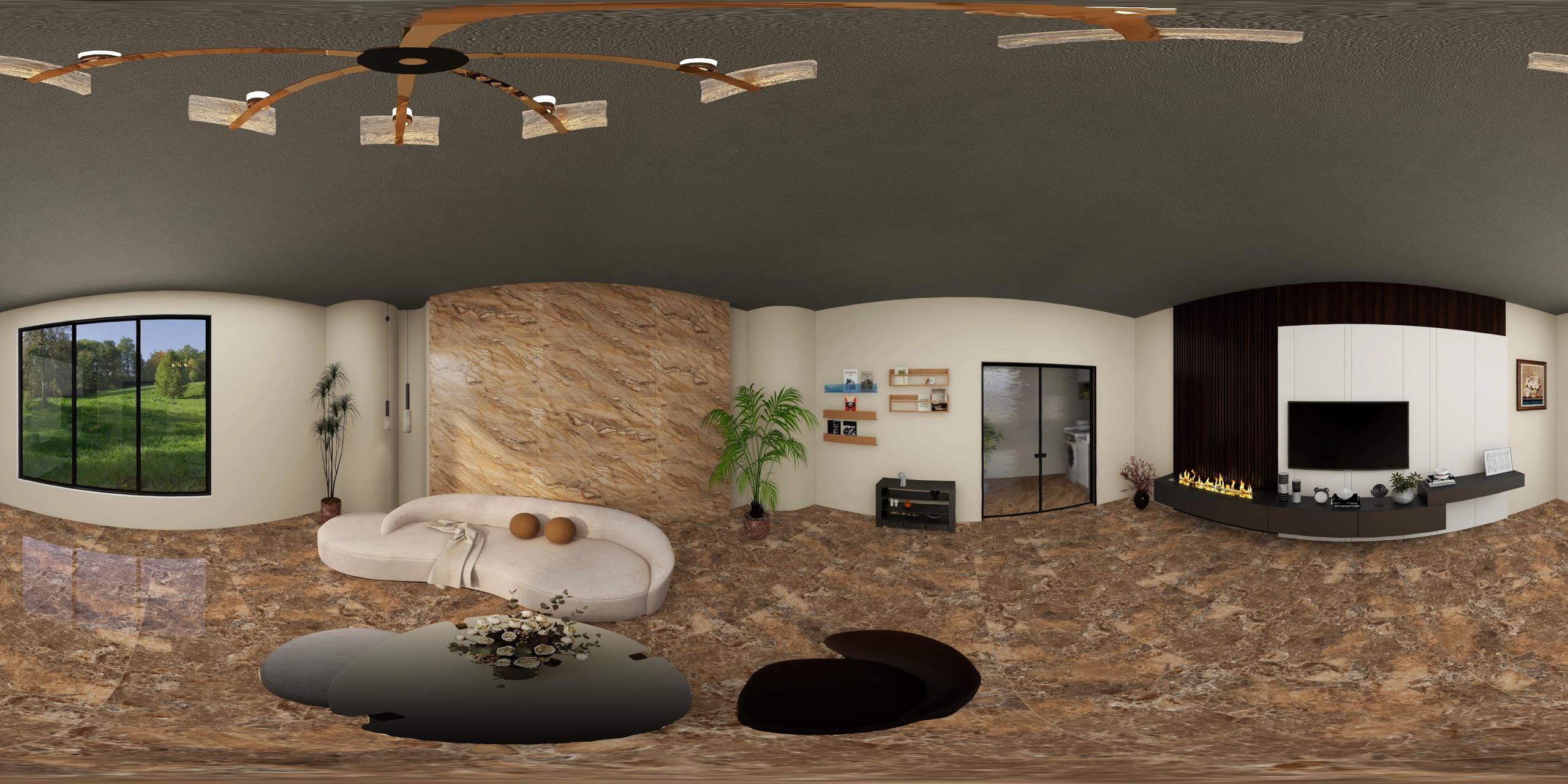 Super Gloss Emperador Honey Marble 360 view