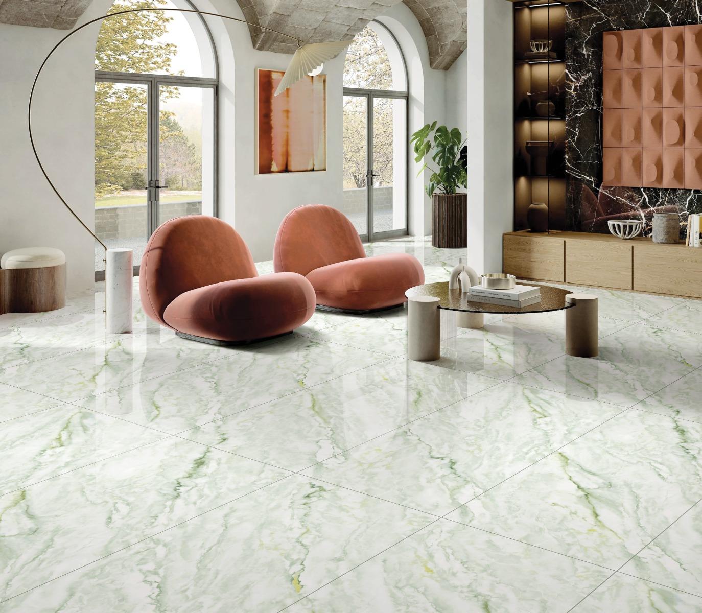 Glossy Finish Alaska Glow Endless Gloss Glazed Vitrified Tiles 600x1200 mm
