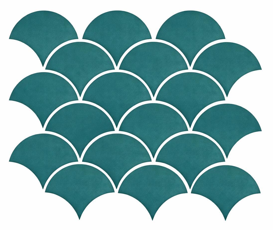 Glossy Finish Aqua Gloss Fishscale Ceramic tile 292x292 mm