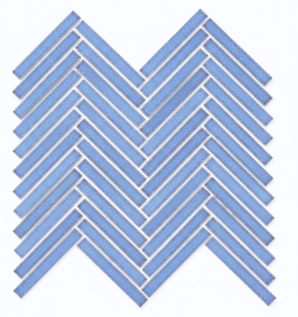 Glossy Finish Baby Blue Gloss 3D Duo Herringbone Ceramic tile 255x270 mm