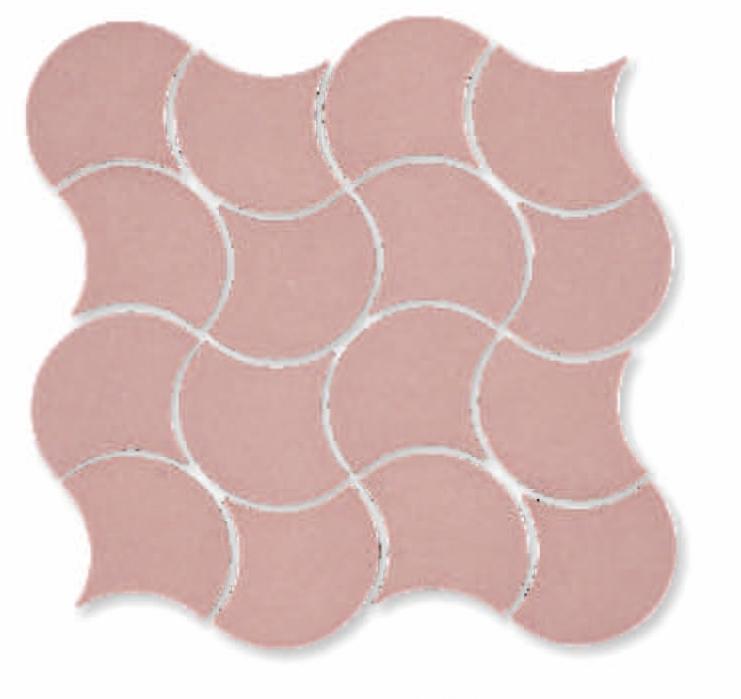 Glossy Finish Baby Pink Gloss Fishscale Waves Ceramic tile 272x272 mm