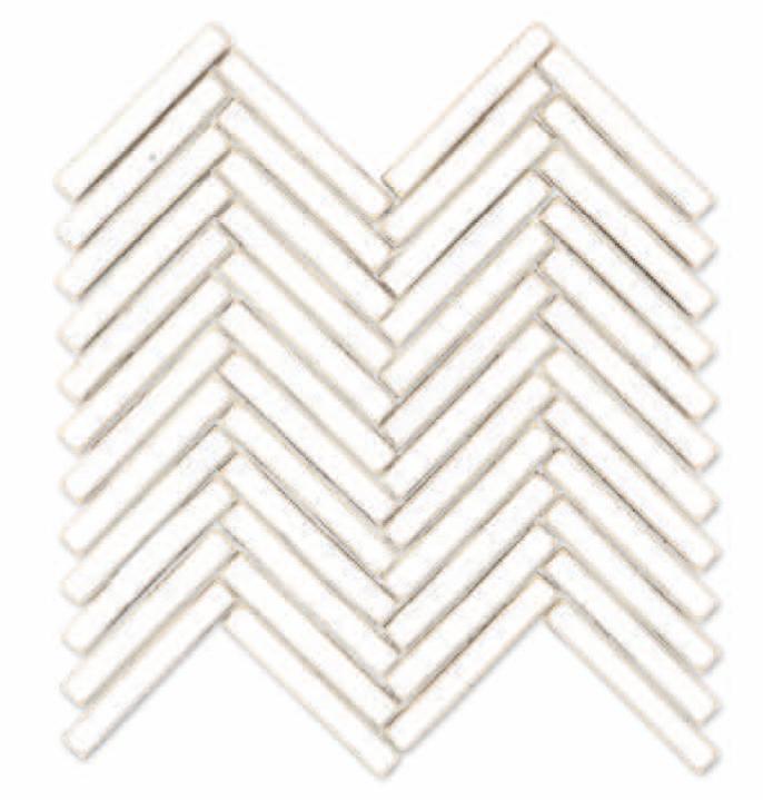 Glossy Finish Bianco Gloss 3D Duo Herringbone Ceramic tile 255x270 mm