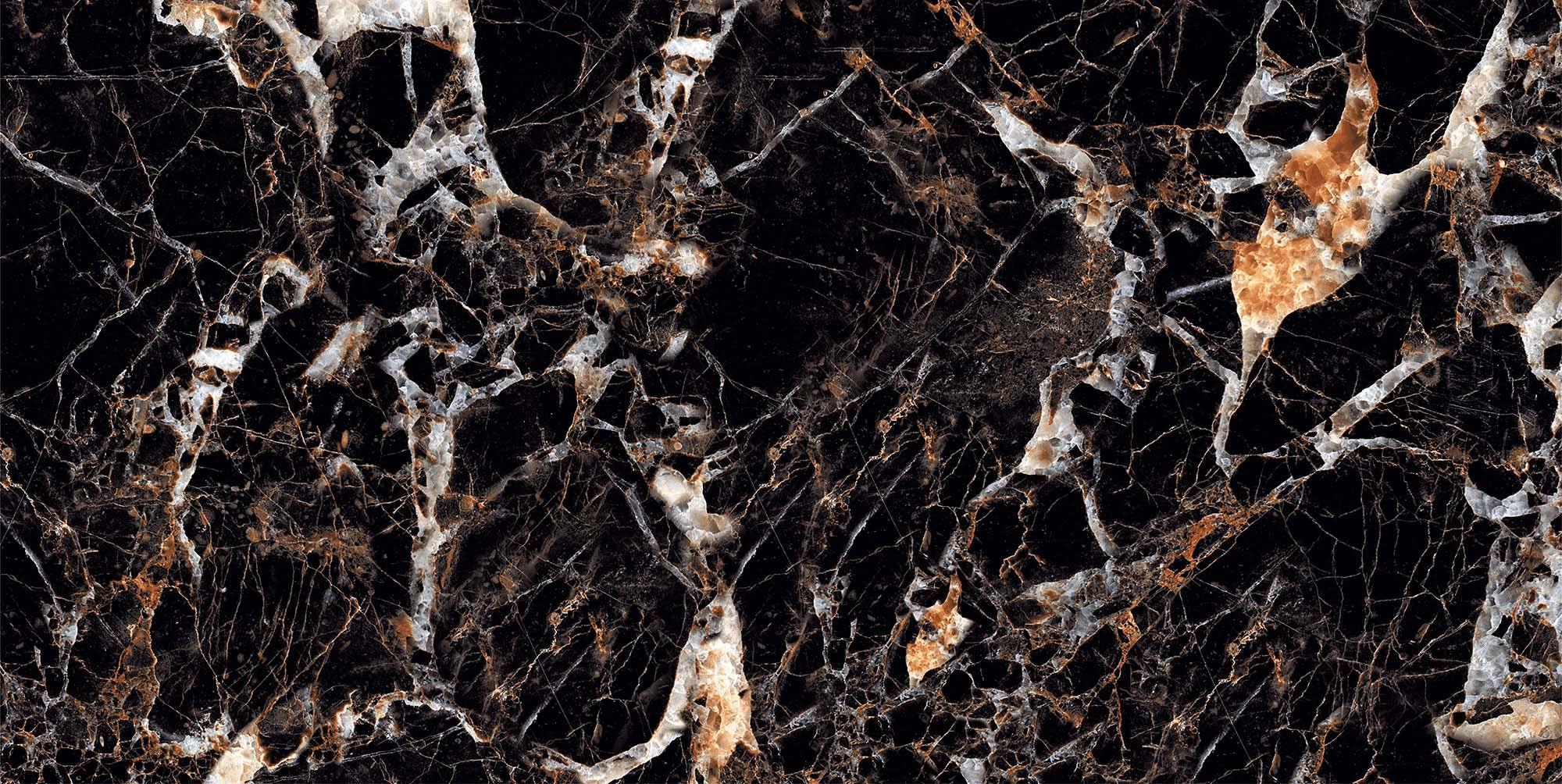 Super Glossy Finish Black Emperador Spider Super Gloss Vitrified tile 600x1200 mm