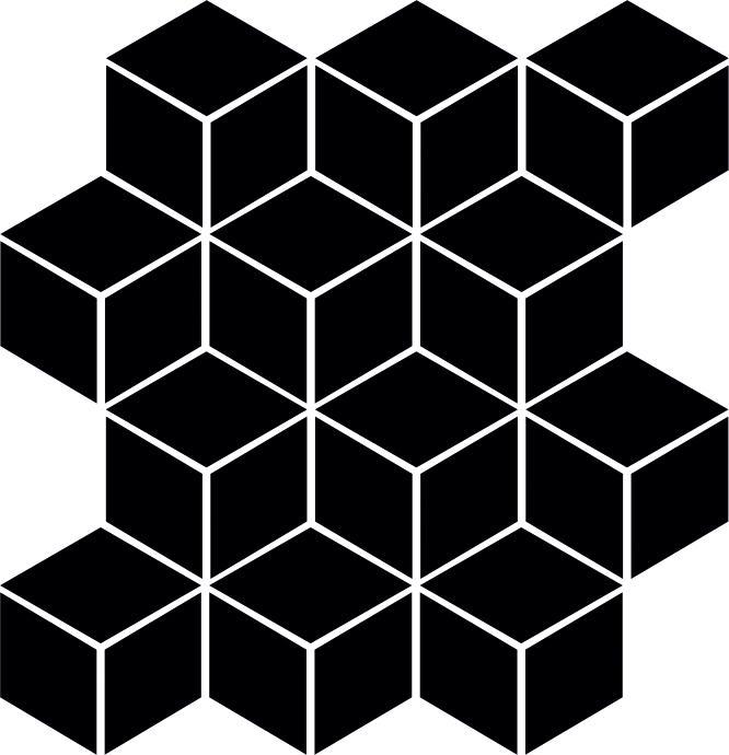 Glossy Finish Black Gloss Cube Ceramic tile 265x310 mm