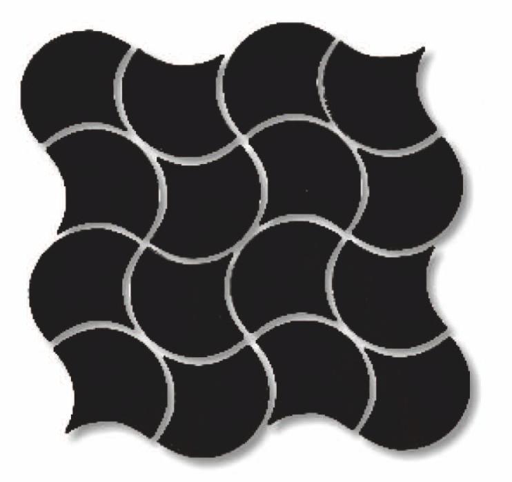 Glossy Finish Black Gloss Fishscale Waves Ceramic tile 272x272 mm