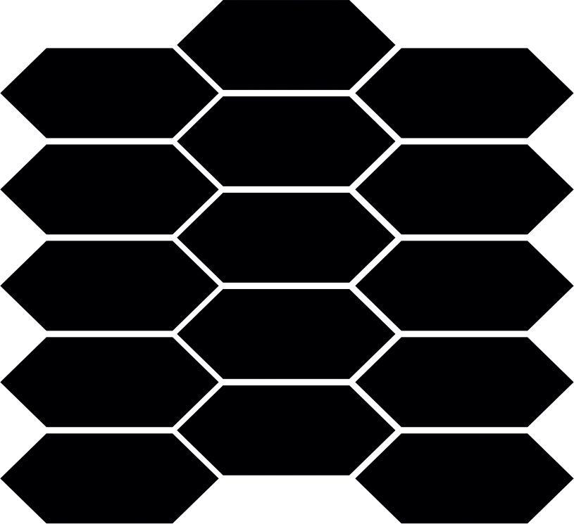 Glossy Finish Black Gloss Picket Ceramic tile 258x288 mm