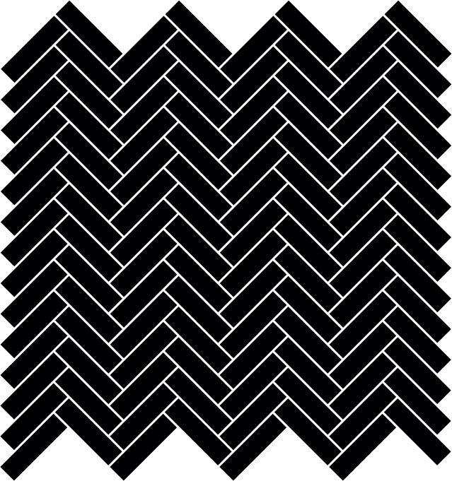 Glossy Finish Black Gloss Quad Herringbone Ceramic tile 275x282 mm