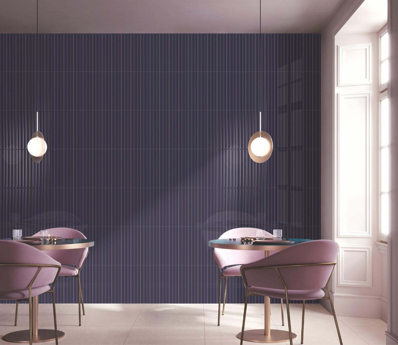 Glossy Finish Blue Gloss Bamboo Flutes Subway Ceramic tile 75x300 mm