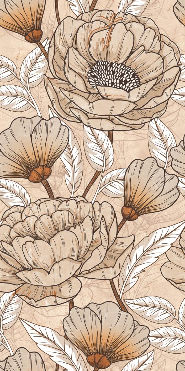 Carving Matte Botanical Fantasy Wallpaper Highlighter tile 600x1200 mm