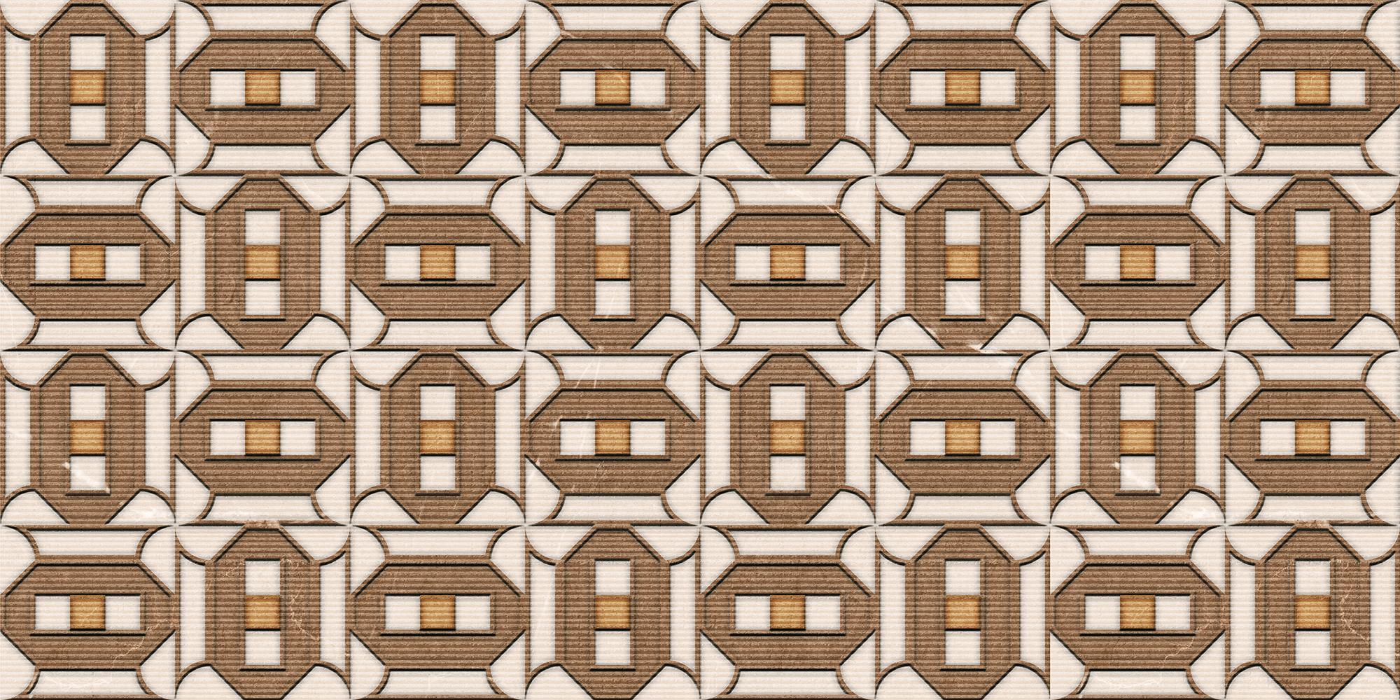 Matte Finish Brocade Blocks Ridge Wallpaper Glazed Vitrified Tiles 600x1200 mm