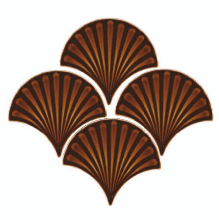 Glossy Finish Brown Gloss Fishscale Art Ceramic tile 133x150 mm