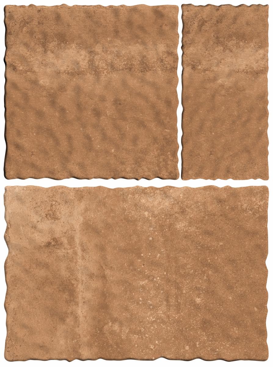Matte Finish Brown Wavy Edge Modular Vitrified tile 455X305, 305X305,155X305 mm