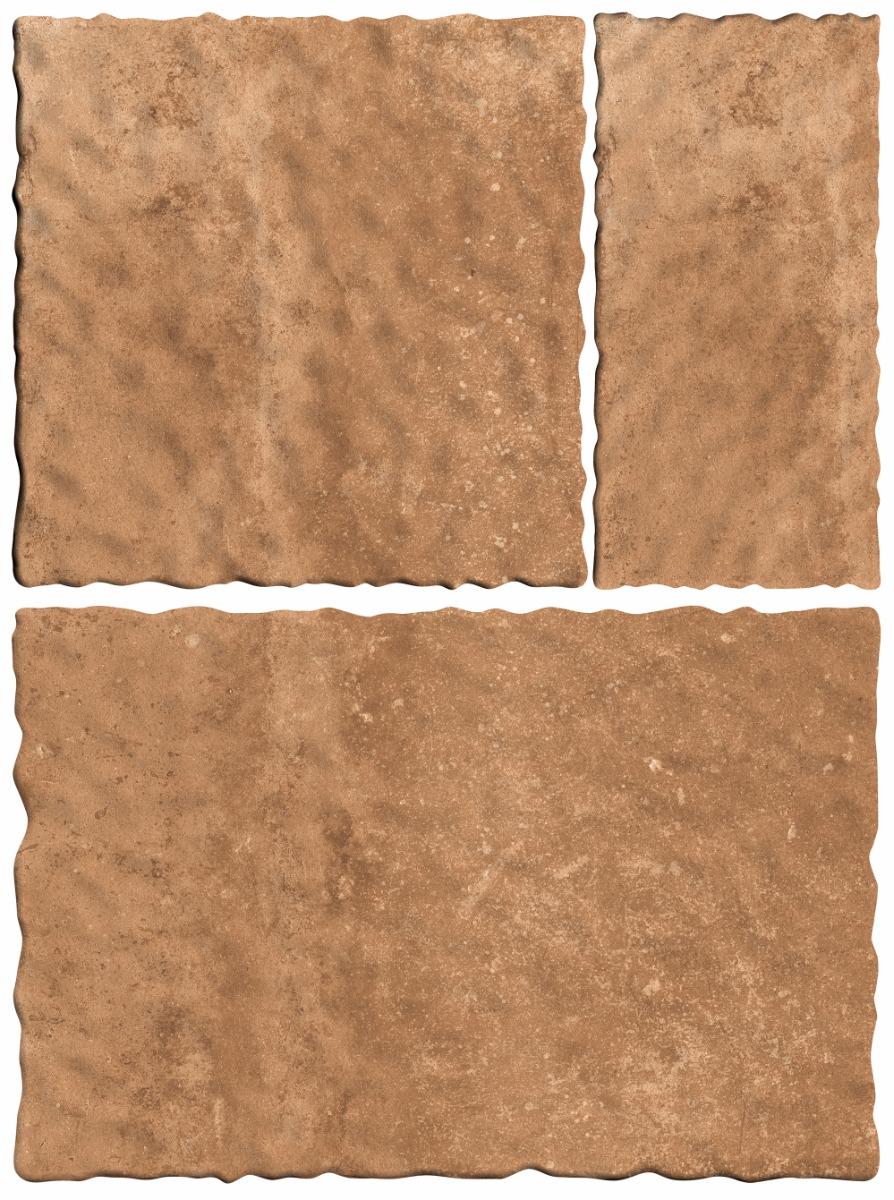 Matte Finish Brown Wavy Edge Modular Vitrified tile 455X305, 305X305,155X305 mm