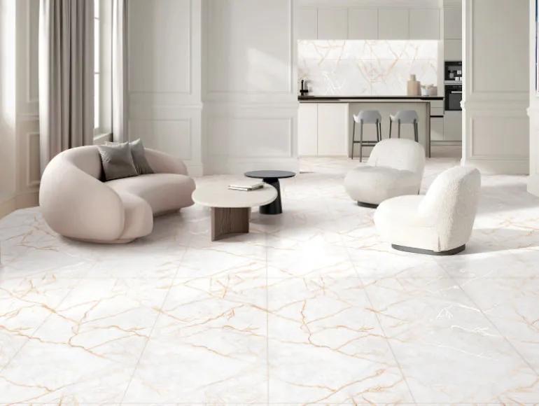 Matte Finish Carving Endless Gold Spider Marble Glazed Vitrified Tiles 600x1200 mm