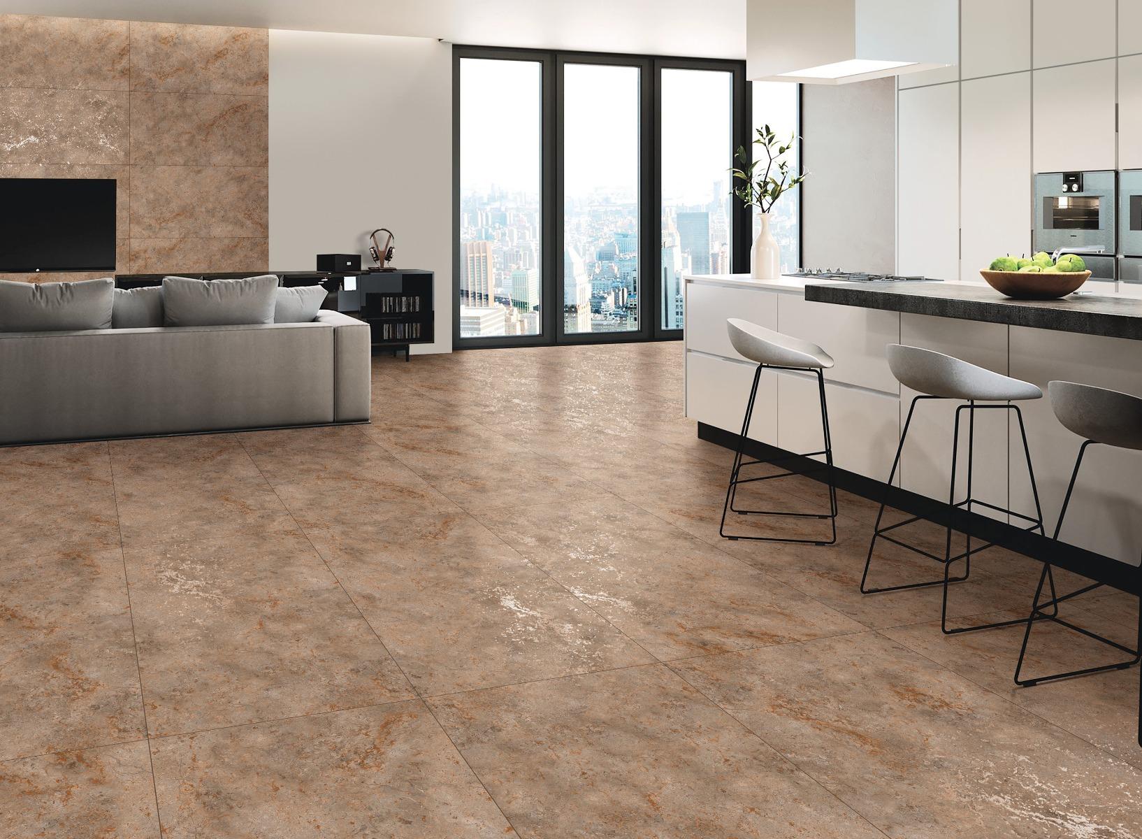 Matte Finish Carving Metal Limestone Mushroom Glazed Vitrified Tiles 600x1200 mm