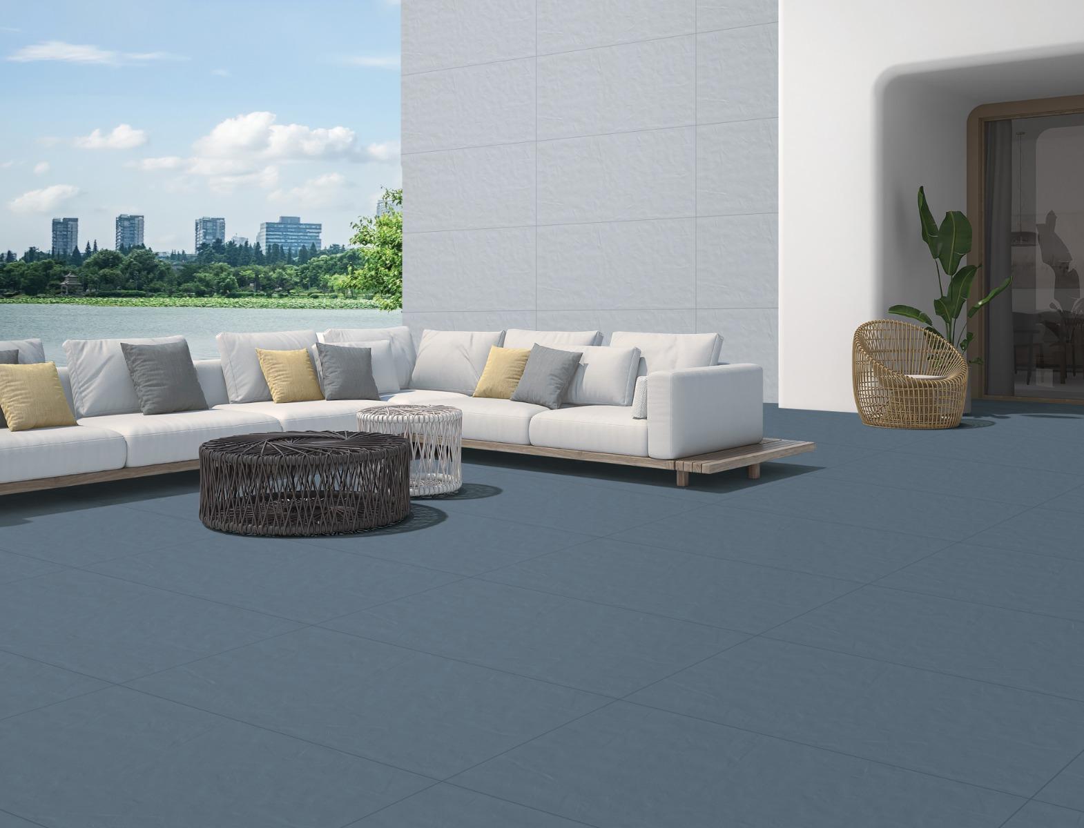 Matte Finish Cobalt Blue Unicolour Softpunch Full Body Vitrified Tiles Floor Tiles
