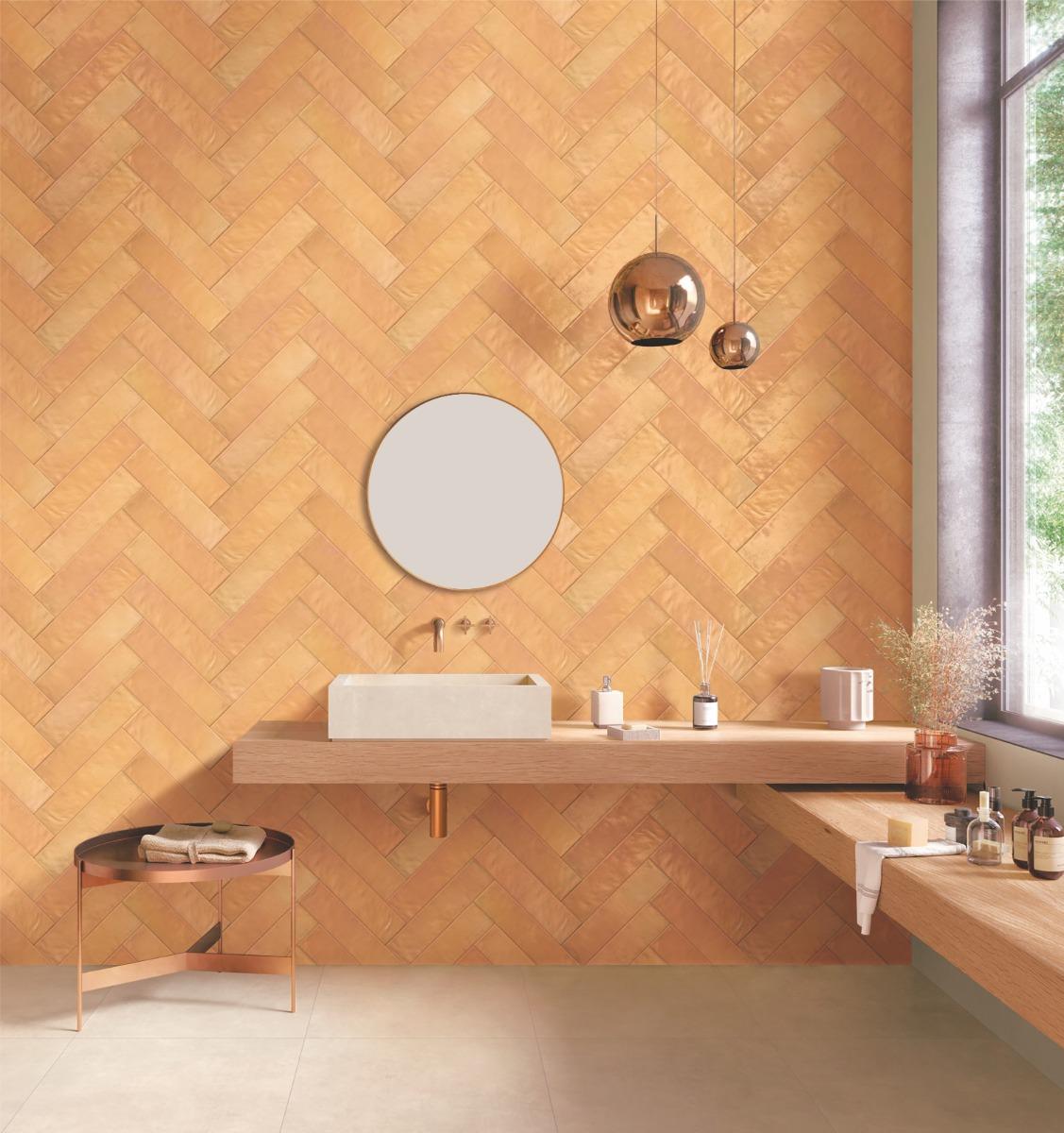 Matte Finish Copper Lustre Smoky Subway Ceramic tile 65x260 mm