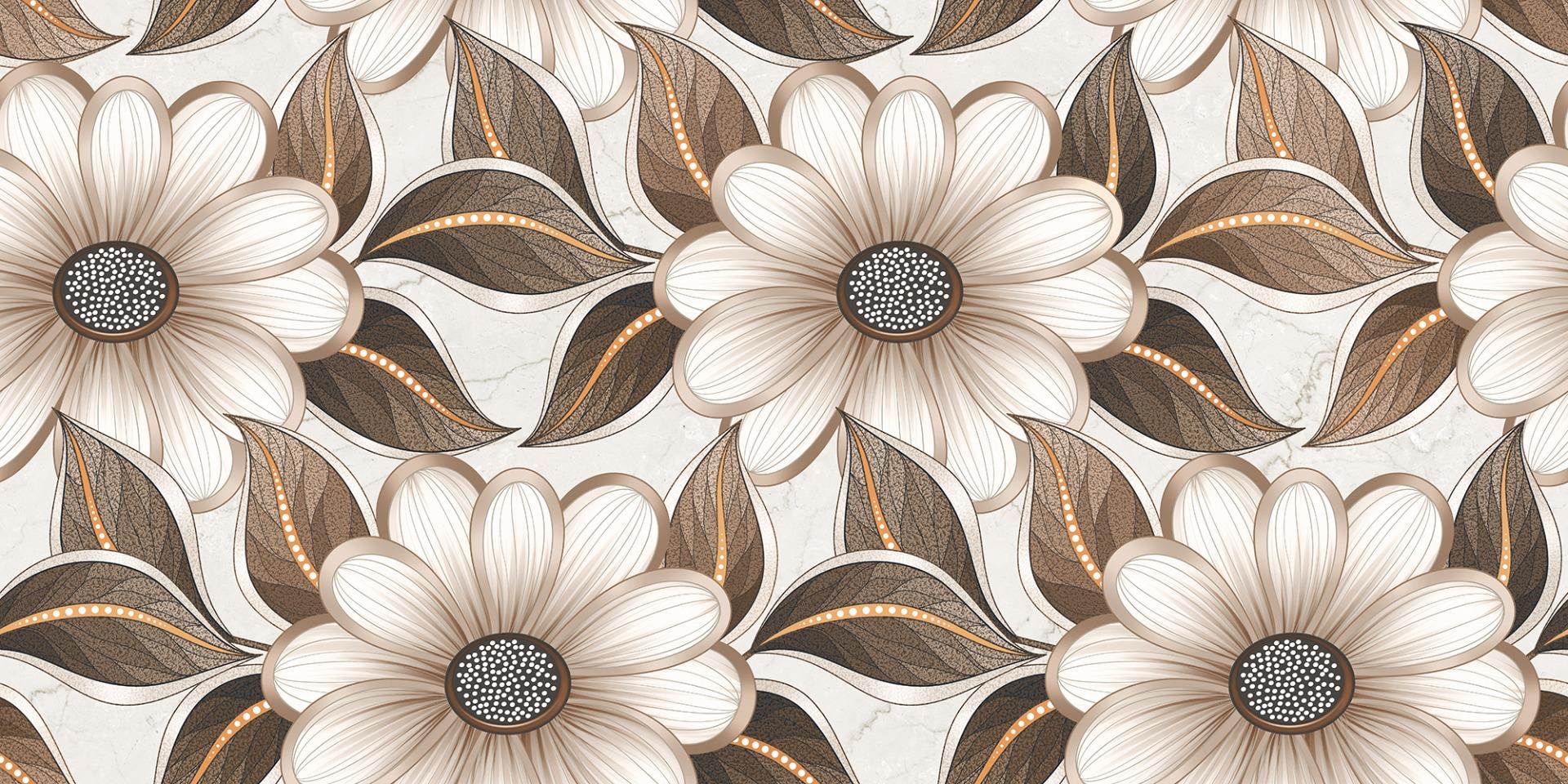 Carving Finish Cosmora Flower Sinker Wallpaper Vitrified tile 600x1200 mm