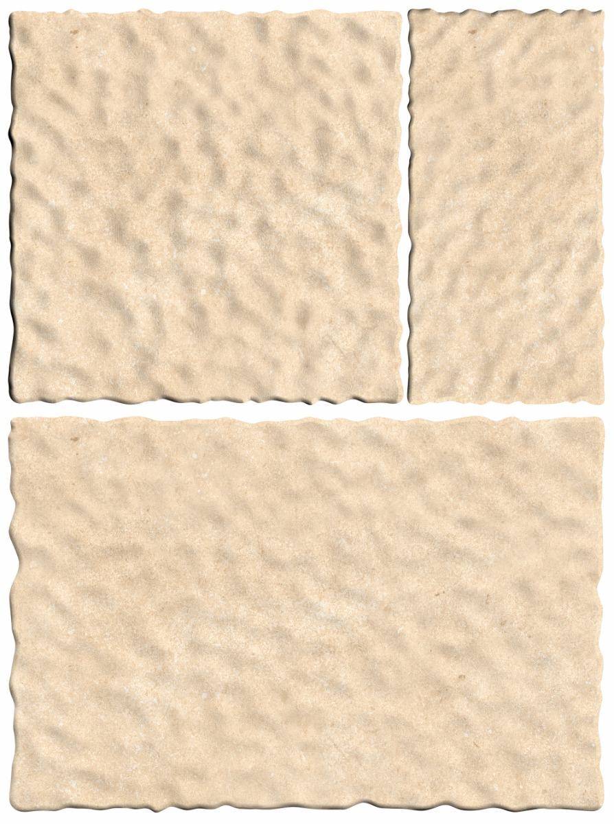 Matte Finish Crema Wavy Edge Modular Vitrified tile 455X305, 305X305,155X305 mm