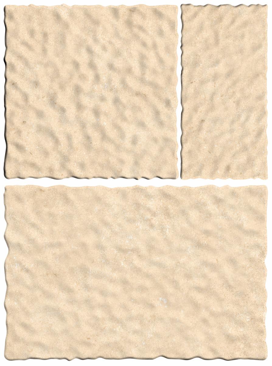 Matte Finish Crema Wavy Edge Modular Vitrified tile 455X305, 305X305,155X305 mm