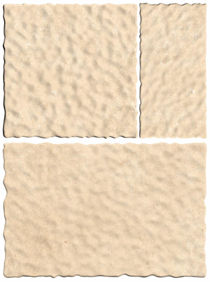 Matte Finish Crema Wavy Edge Modular Vitrified tile 455X305, 305X305,155X305 mm