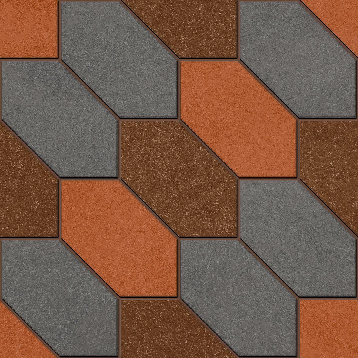 Matte Finish HP Ribbed Grey Brown Digital Paver tile 300x300 mm