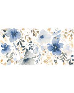 Carving Decor Blue Flower Watercolor