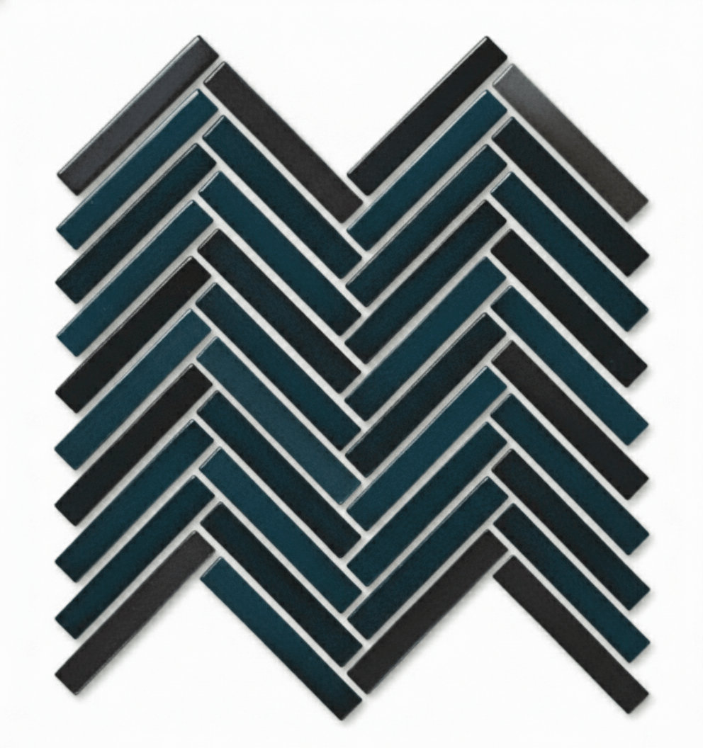 Glossy Finish Deep Teal Gloss 3D Duo Herringbone Ceramic tile 255x270 mm