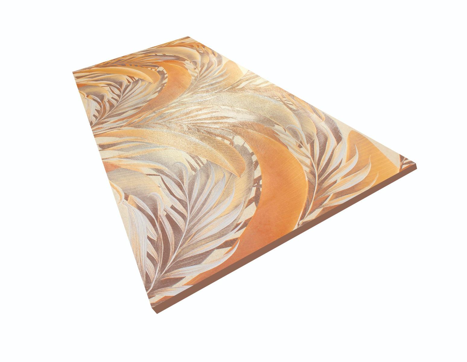 Matte Finish DR Carving Decor Abstract Gold Leaf Glazed Vitrified Tiles 600x1200 mm