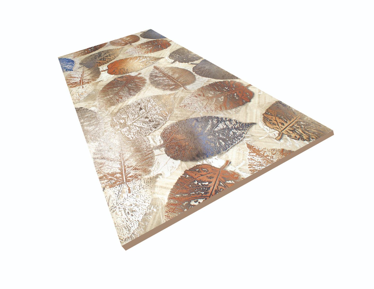 Matte Finish DR Carving Decor Autumn Multi Leaf Glazed Vitrified Tiles 600x1200 mm