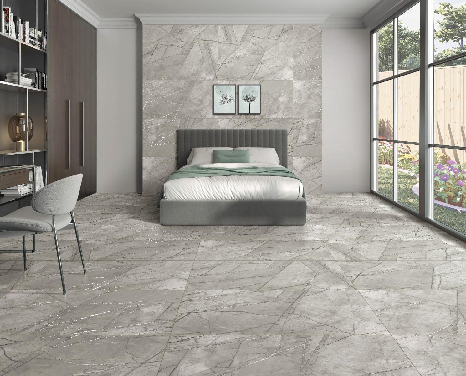 Matte Finish DR Carving Essential Grey Glazed Vitrified Tiles 600x1200 mm