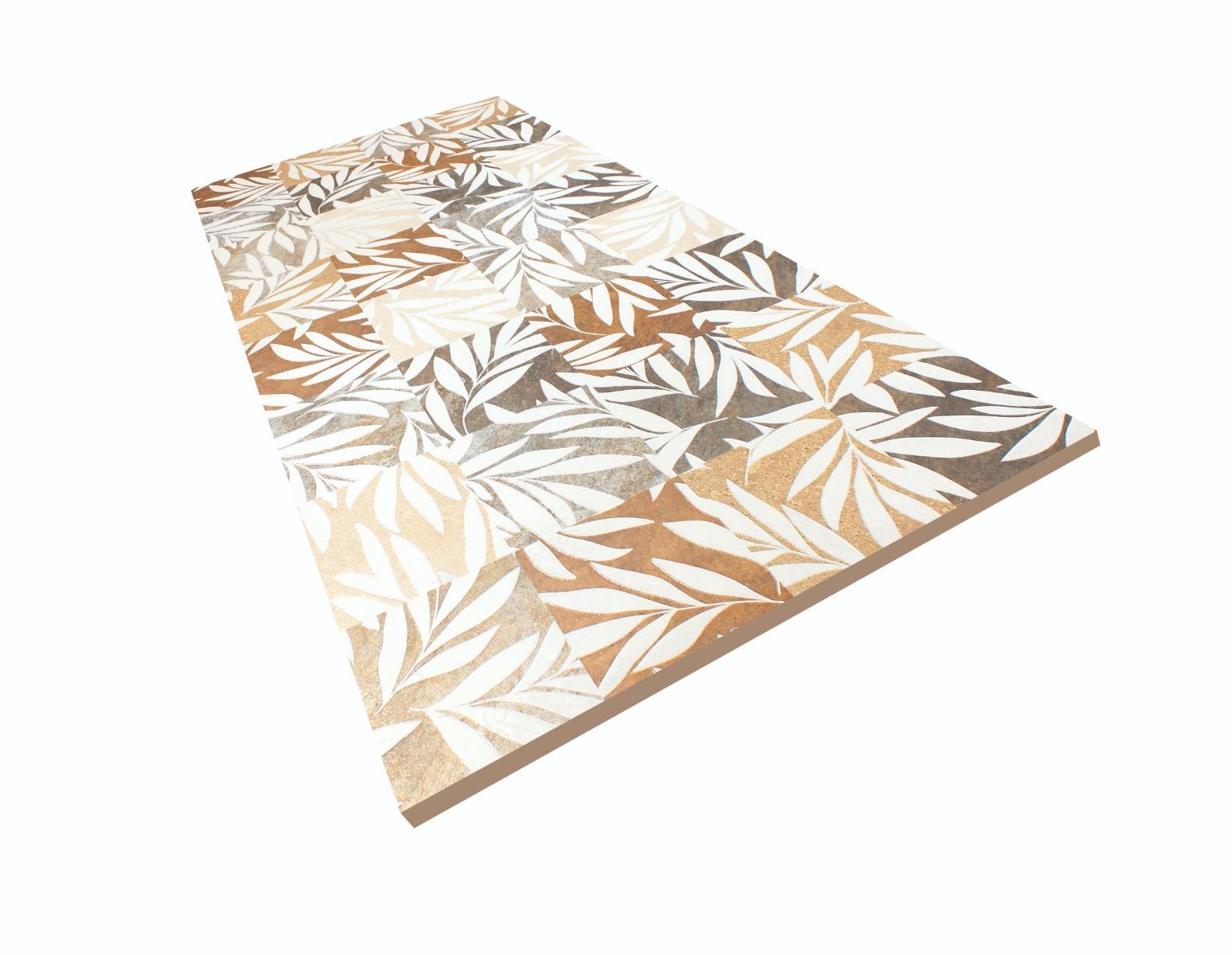 Matte Finish DR Emboss Gloss Leaves Mosaic Multi Glazed Vitrified Tiles 600x1200 mm