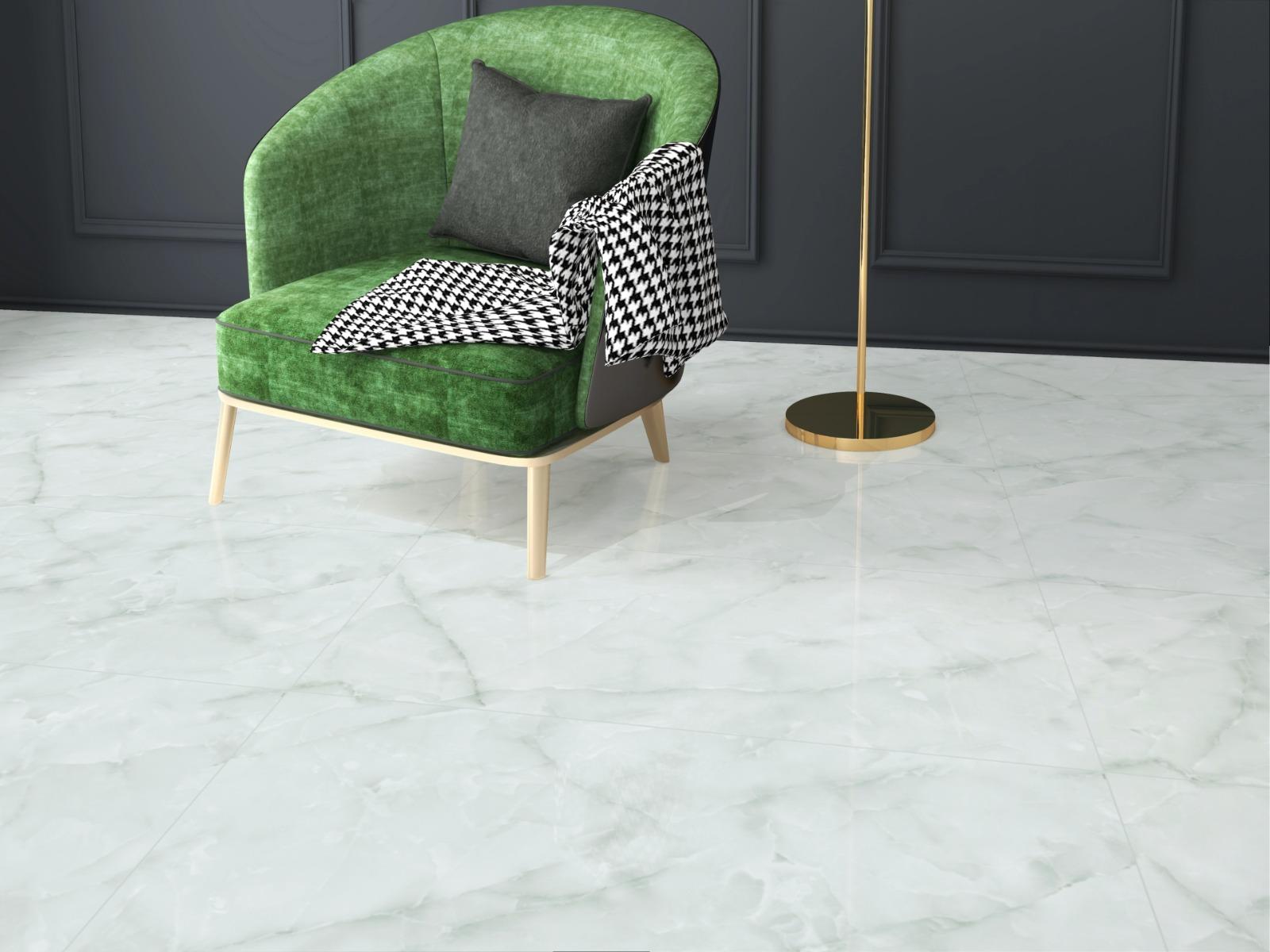 Glossy Finish DR Frozen Onyx Lime Endless Gloss Glazed Vitrified Tiles 600x1200 mm