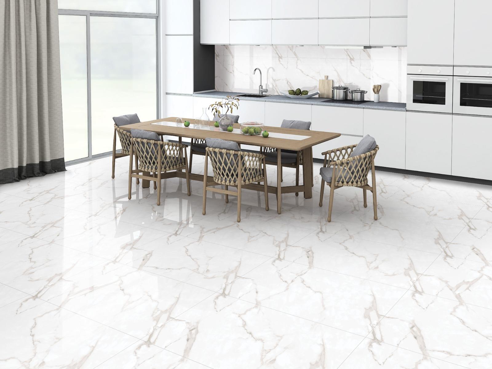 Glossy Finish DR Gloss Endless Canova Statuario Glazed Vitrified Tiles 600x1200 mm