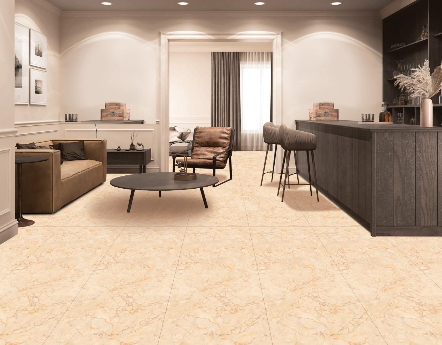Glossy Finish DR Gloss Endless Softmarbo Beige Glazed Vitrified Tiles 600x1200 mm