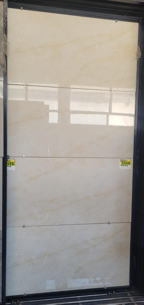 Glossy Finish DR PGVT Marmo Sierra Ivory Glazed Vitrified Tiles 600x1200 mm