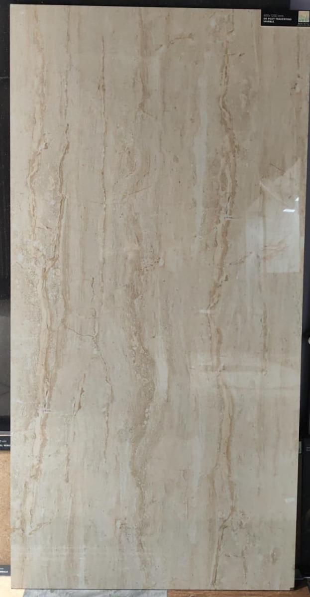 Glossy Finish DR PGVT Travertino Marble Glazed Vitrified Tiles 600x1200 mm