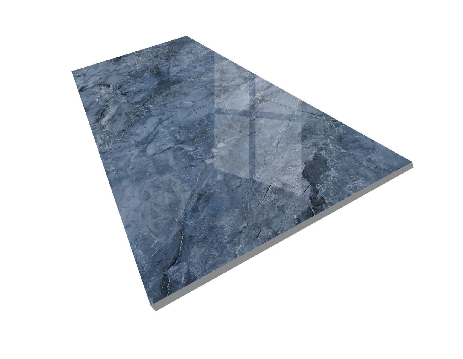 Super Glossy Finish DR Super Gloss Blue Marble Stone DK Glazed Vitrified Tiles 600x1200 mm