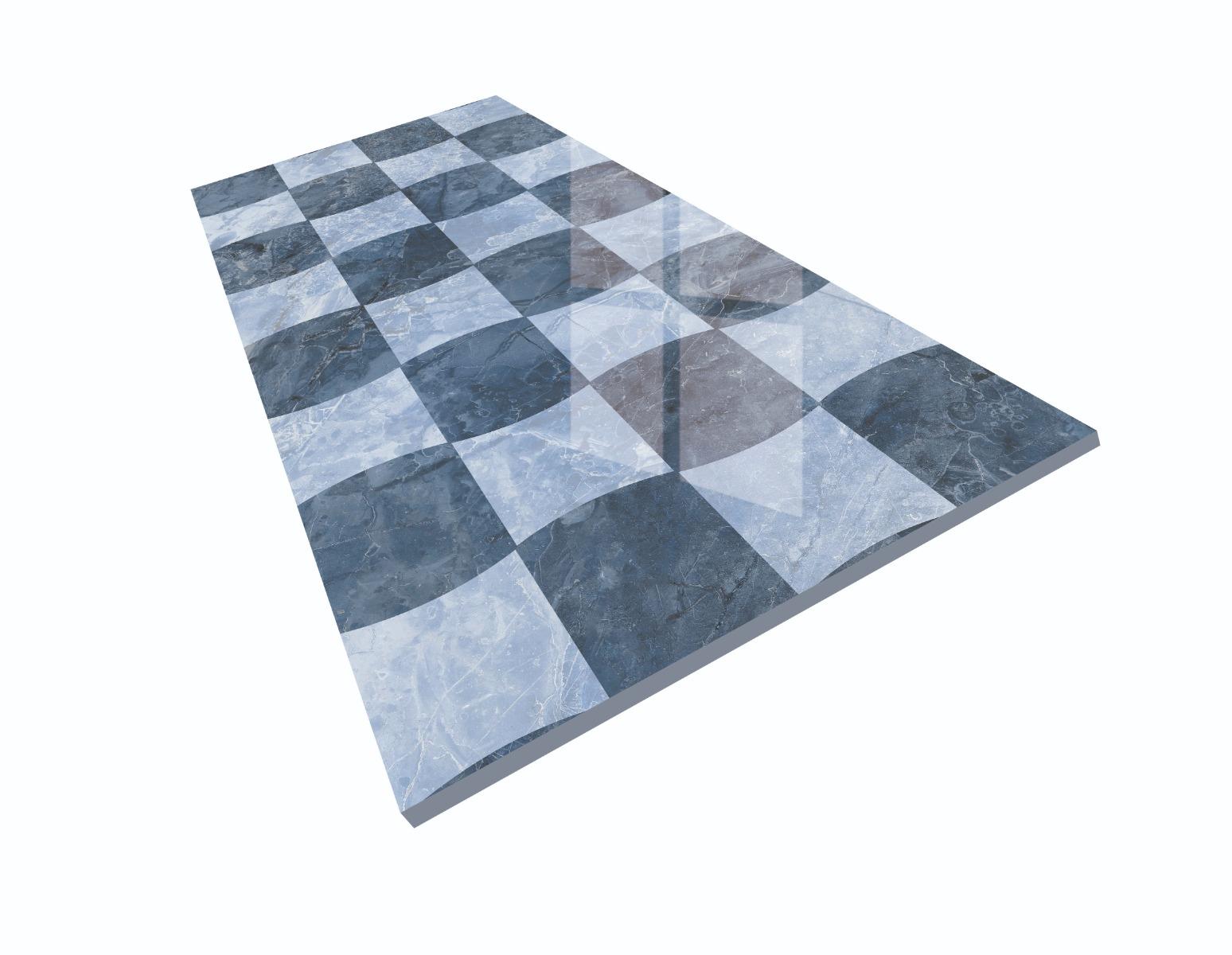 Super Glossy Finish DR Super Gloss Decor Mosaic Blue Stone Glazed Vitrified Tiles 600x1200 mm