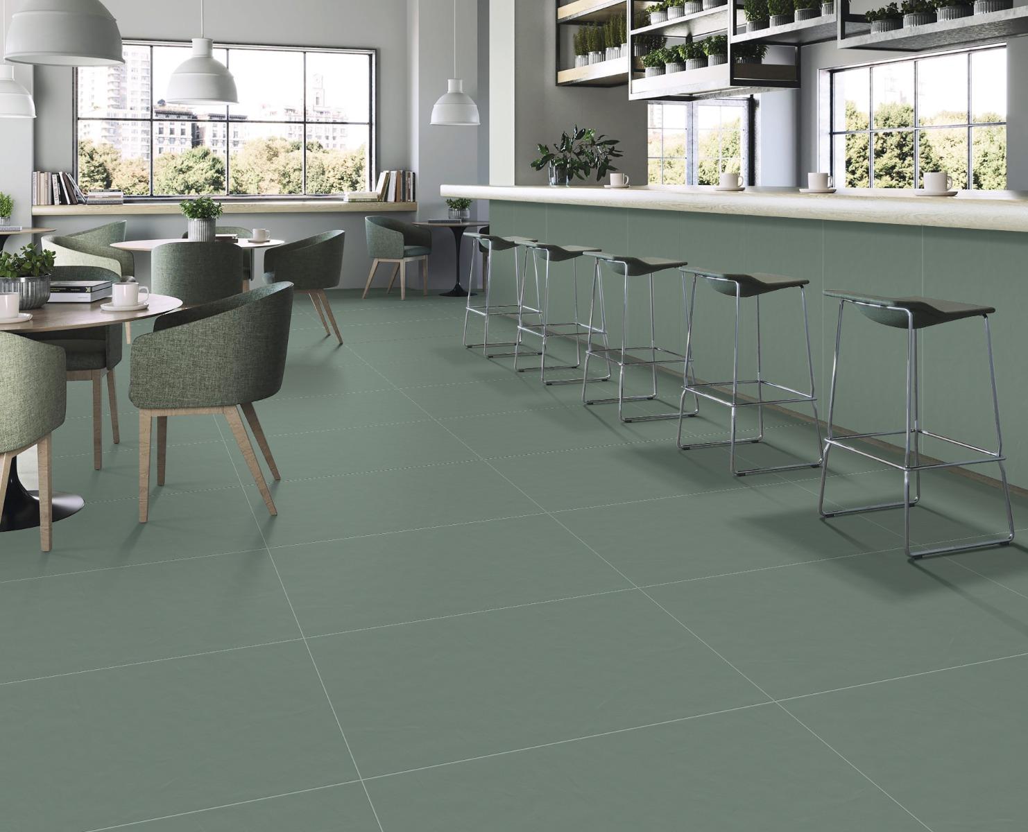 Matte Finish Emerald Green Unicolour Softpunch Full Body Vitrified Tiles Floor Tiles