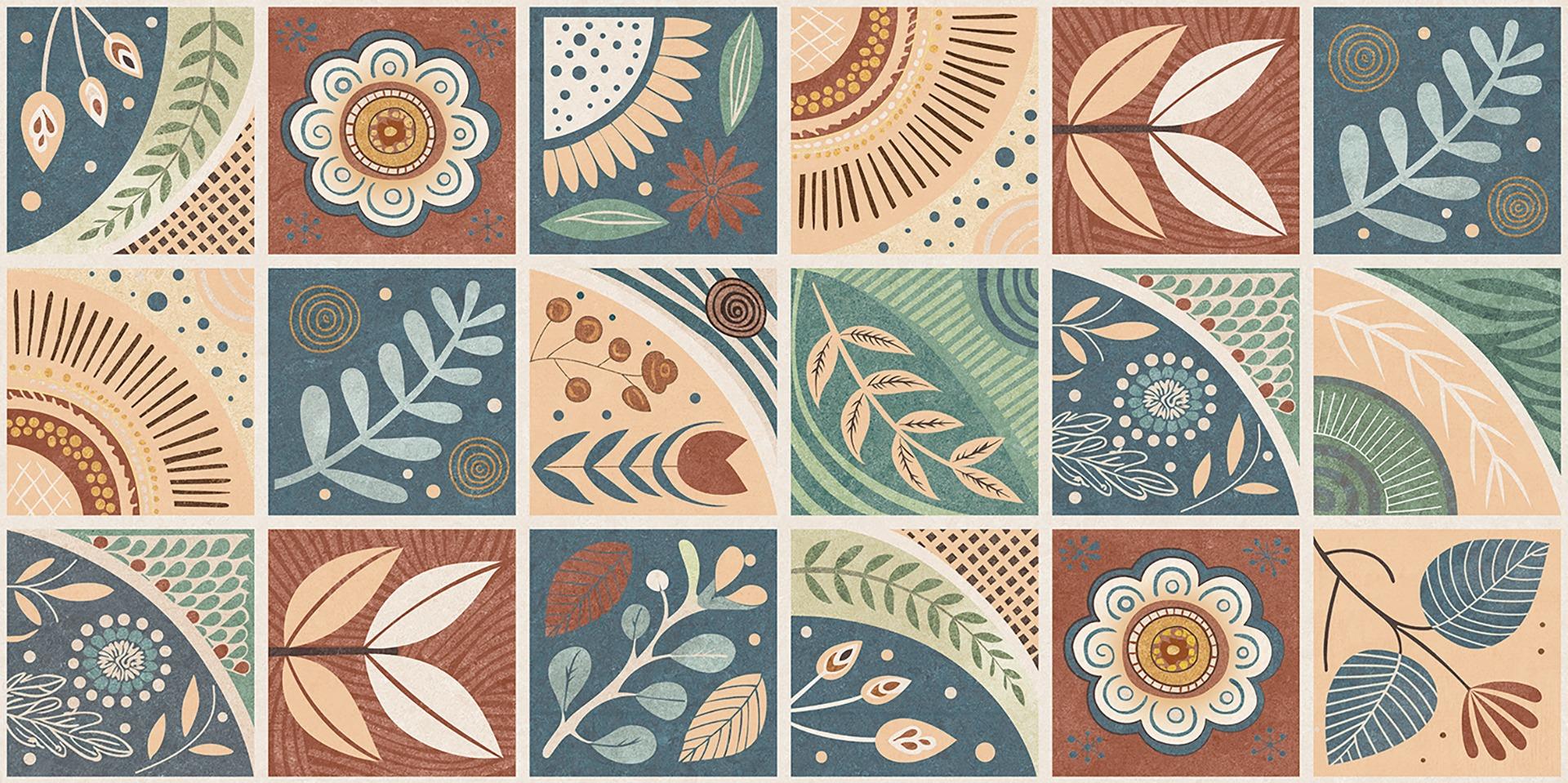 Matte Finish Flora Spanish Wallpaper Highlighter tile 600x1200 mm