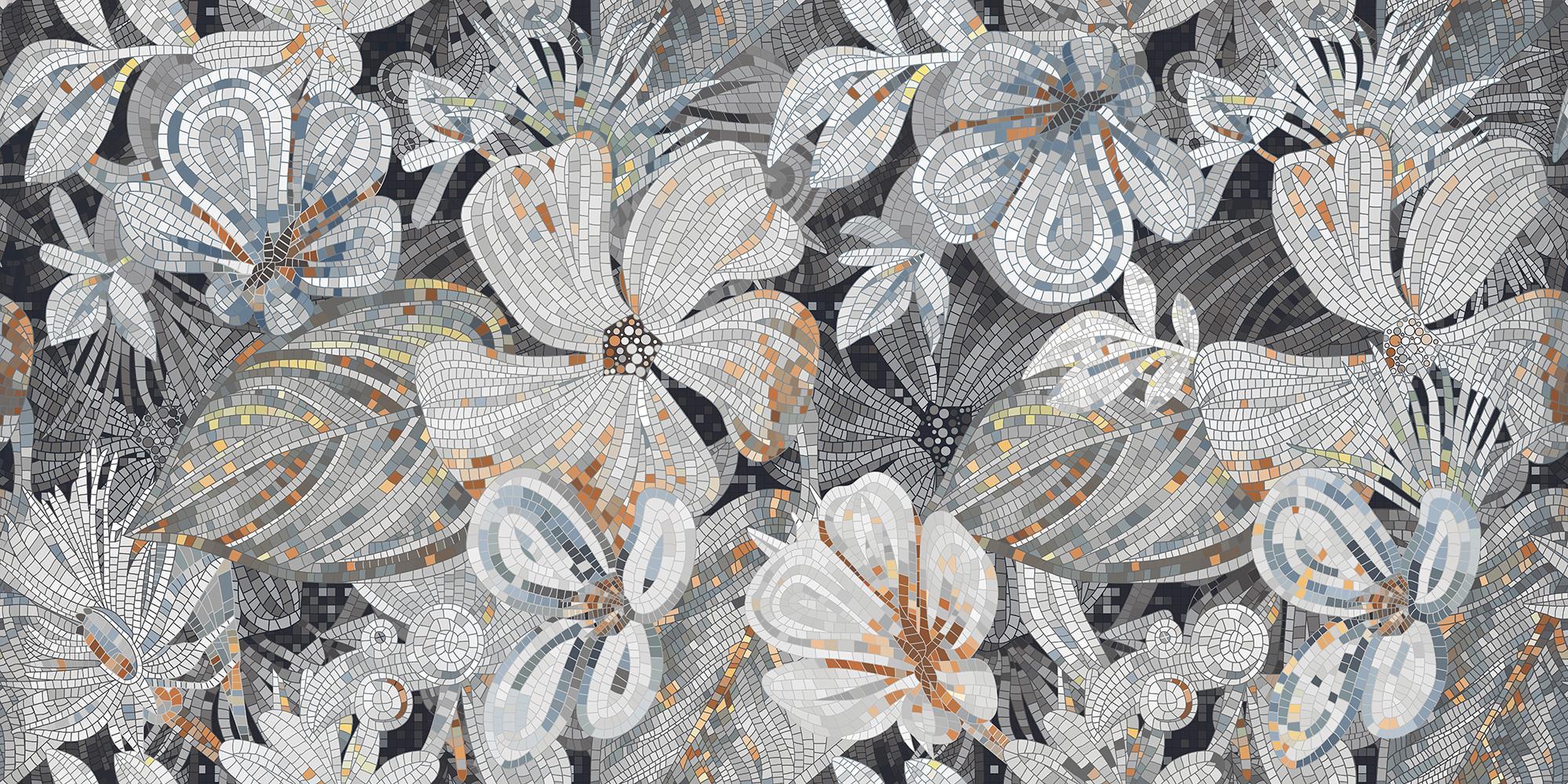 Carving Finish Floral Mosaico Sinker Wallpaper Vitrified tile 600x1200 mm